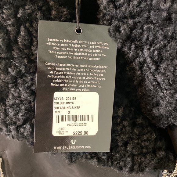 🖤🖤🖤 True Religion - Onyx Shearing Biker Jacket Size Small - Picture 5 of 11